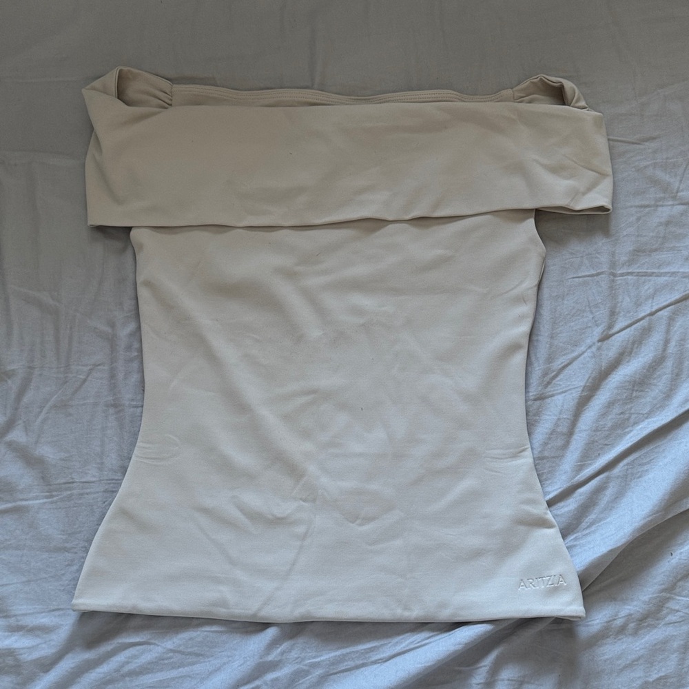 Aritzia Cream Contour Off-Shoulder Top